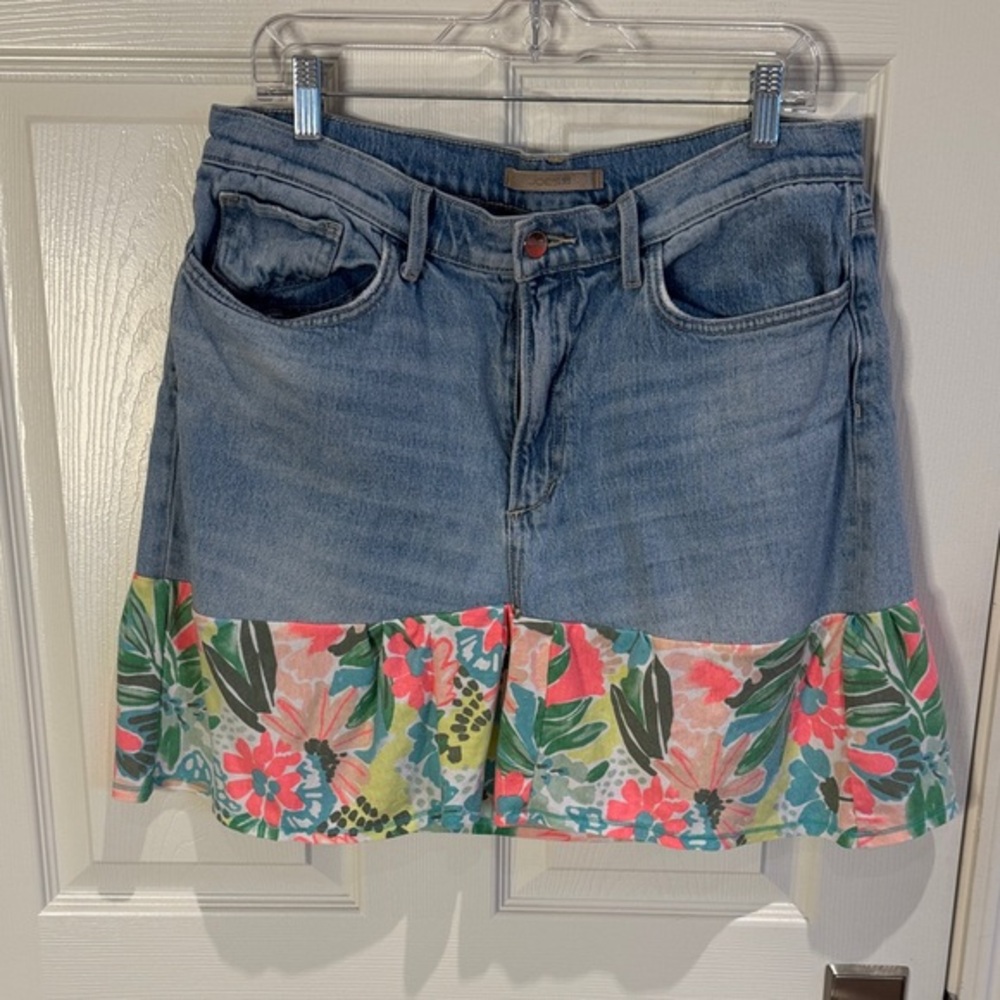 Joe's Jeans Denim Mini Skirt with Floral Hem